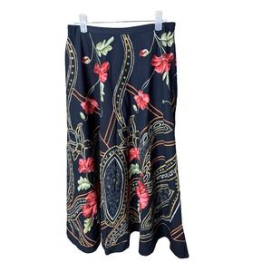 Le Mieux Studio Womens Black Floral Paisley Cotton Sequin Maxi Skirt Small